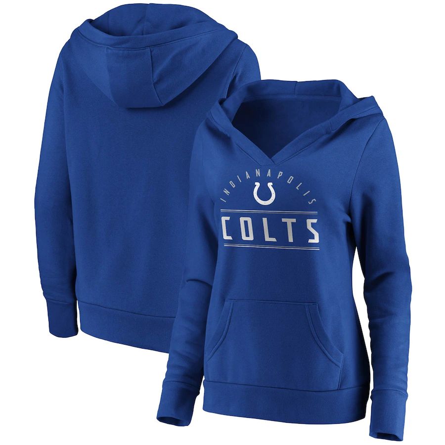 Women Indianapolis Colts Fanatics Branded Royal Iconic League Leader V-Neck Pullover Hoodie->women nfl jersey->Women Jersey